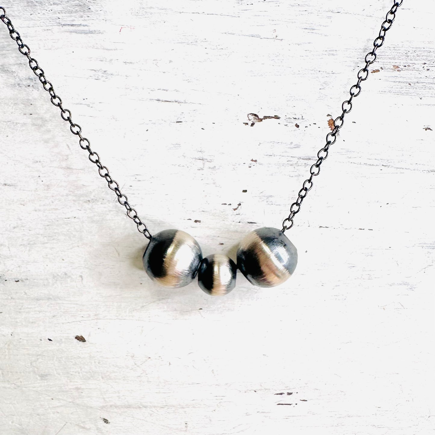 Sterling Triple Bead Necklace