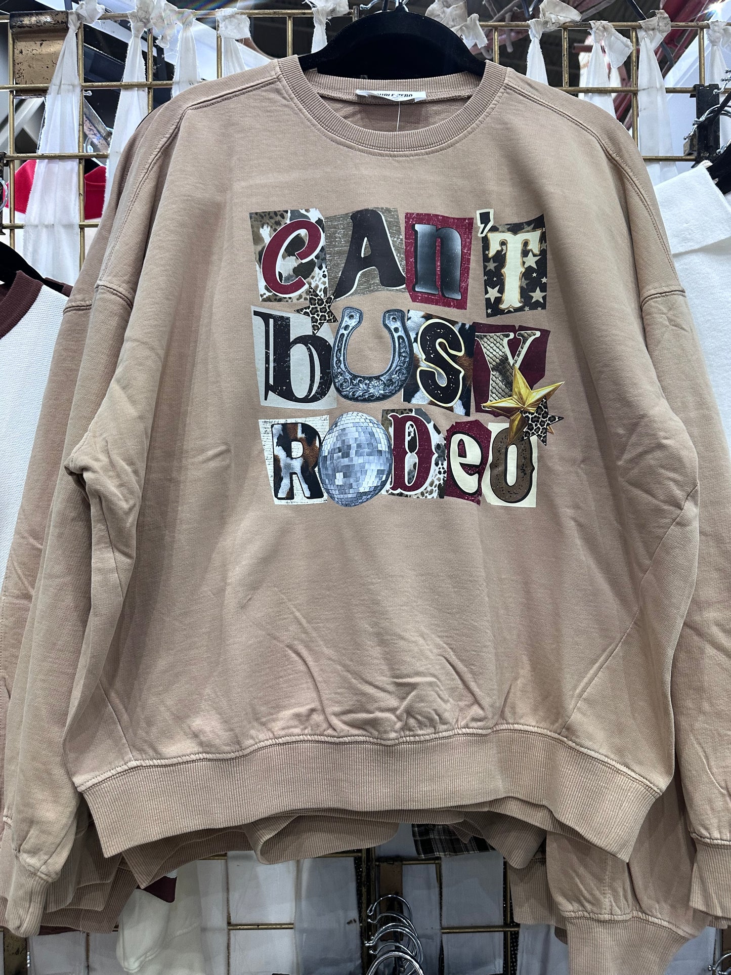 CAN'T - BUSY- RODEO Western Graphic Sweatshirt