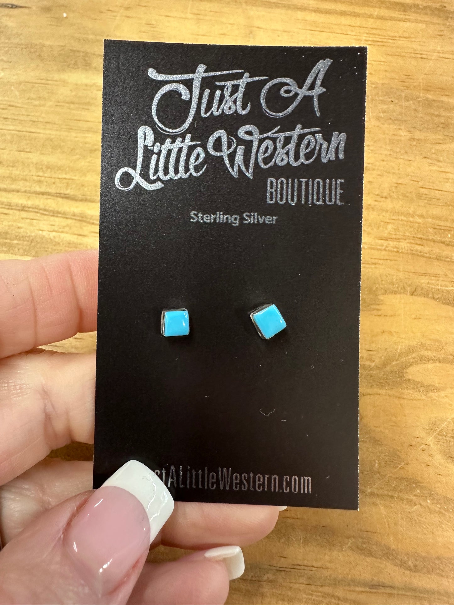 Sterling Silver Turquoise Square Stud Earrings