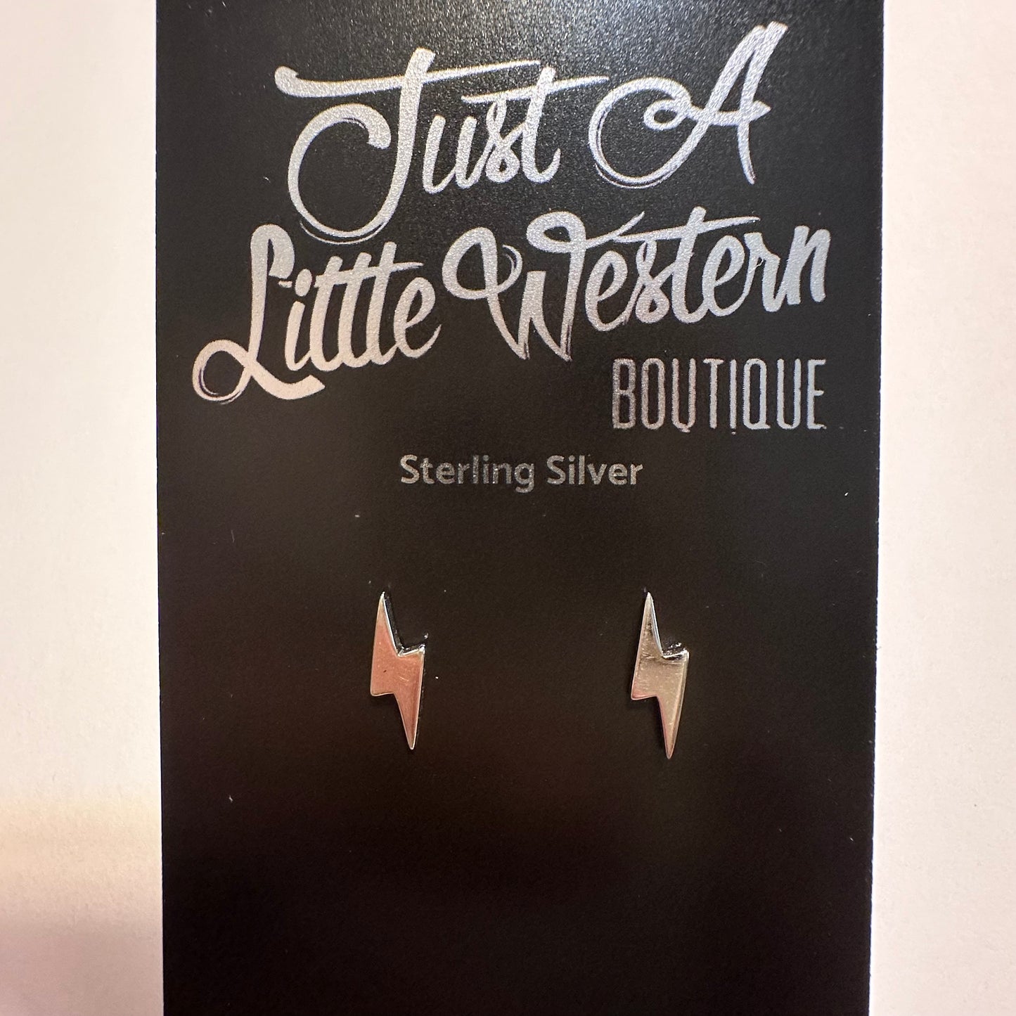 Sterling Lightning Bolt Stud Earrings