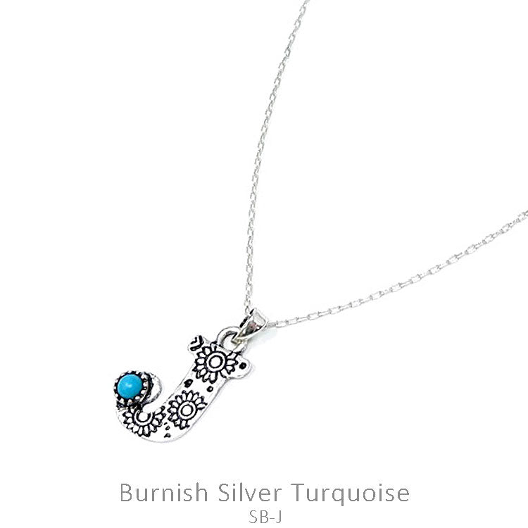 Silver Western Initial Necklace