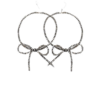 Pewter Pearl Bow Hoop Earrings