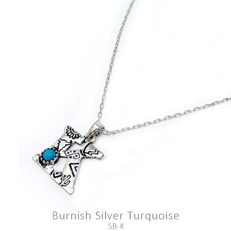 Silver Western Initial Necklace