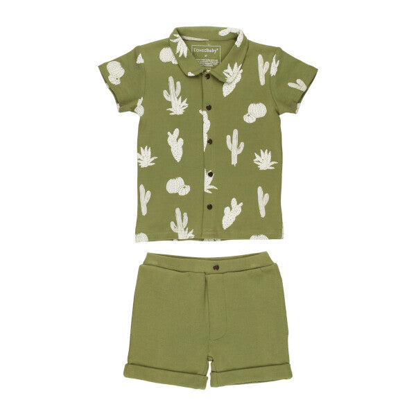 Boys Organic Sage Cactus Short Set