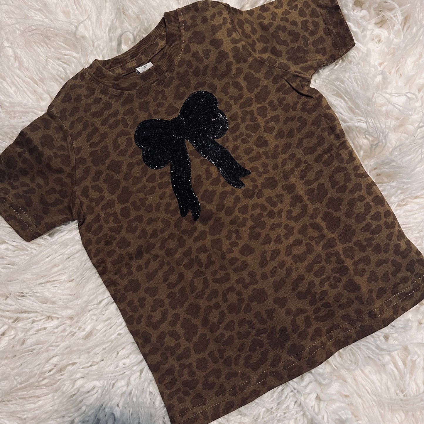 Toddler Leopard & Sequin Bow Top