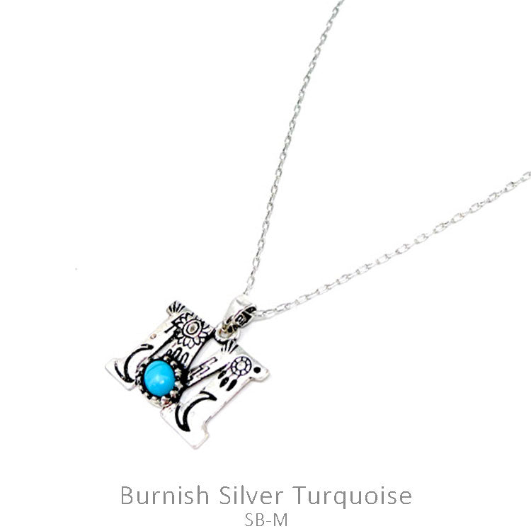 Silver Western Initial Necklace