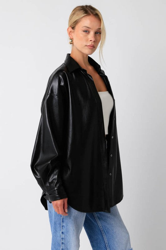 MARINA BLACK LEATHER TOP