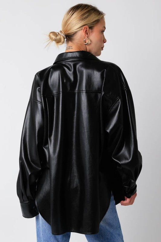 MARINA BLACK LEATHER TOP