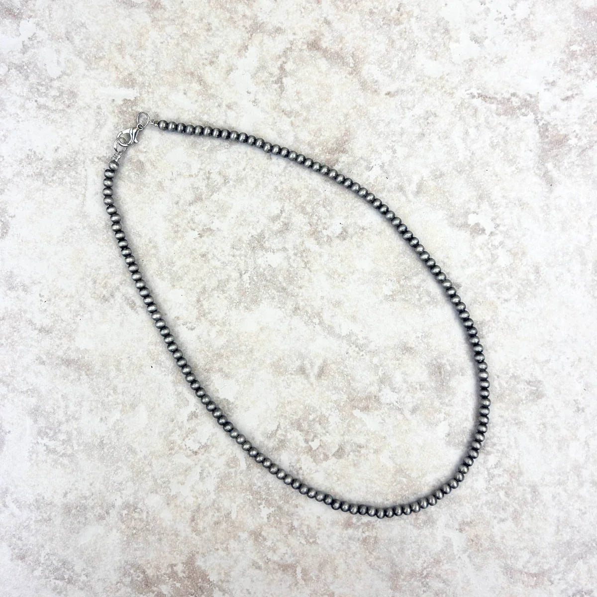 16" Pewter Pearl Necklace 4mm