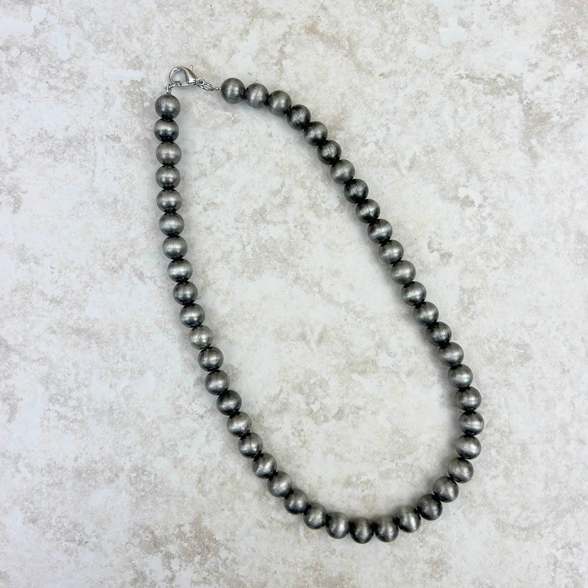17" Pewter Pearl Necklace 10mm
