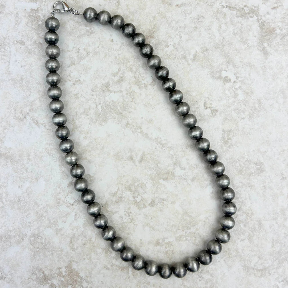 17" Pewter Pearl Necklace 10mm