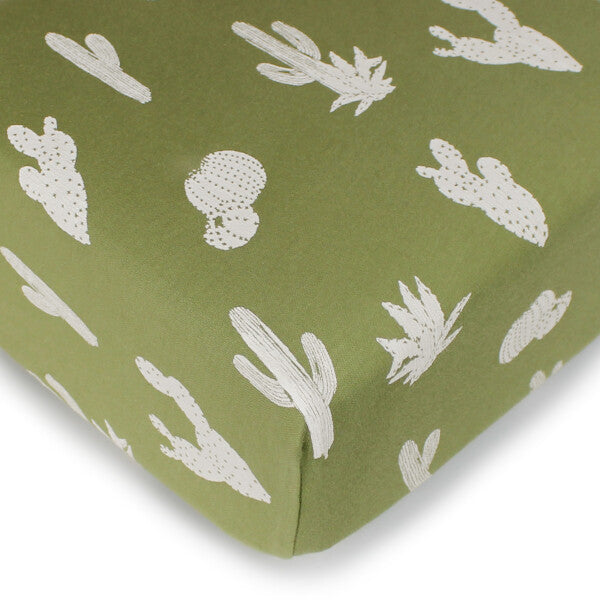 Organic Sage Cactus Crib Sheet