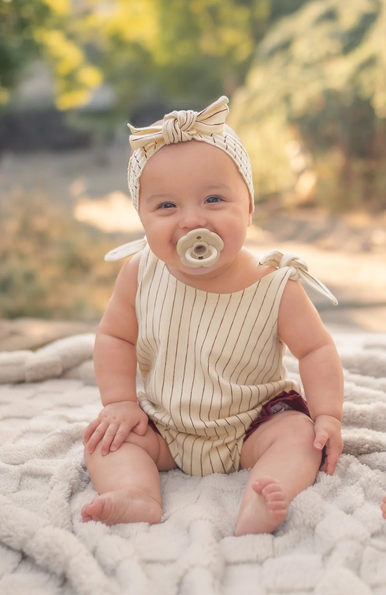 Infant Girls Organic Bowtie Pinstriped Bodysuit