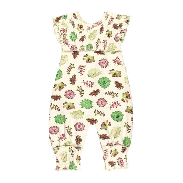 Infant Girls Organic Smocked Succulent Romper