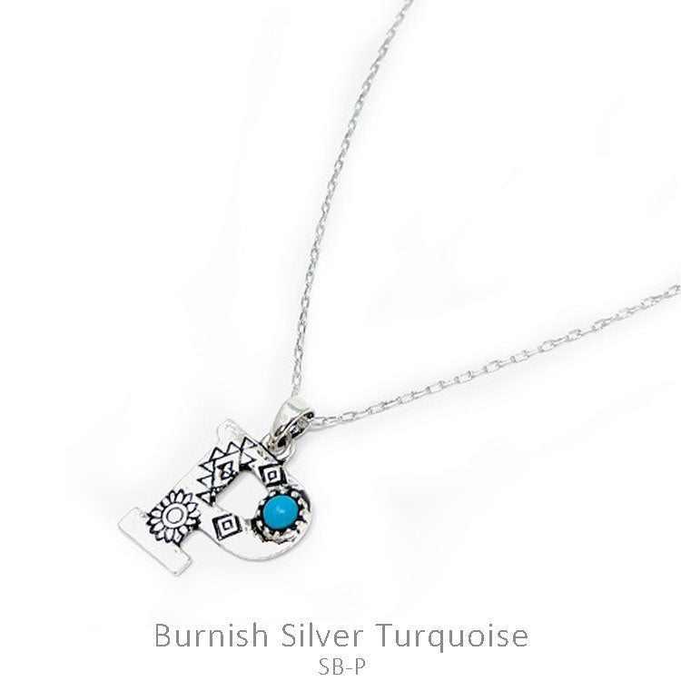 Silver Western Initial Necklace