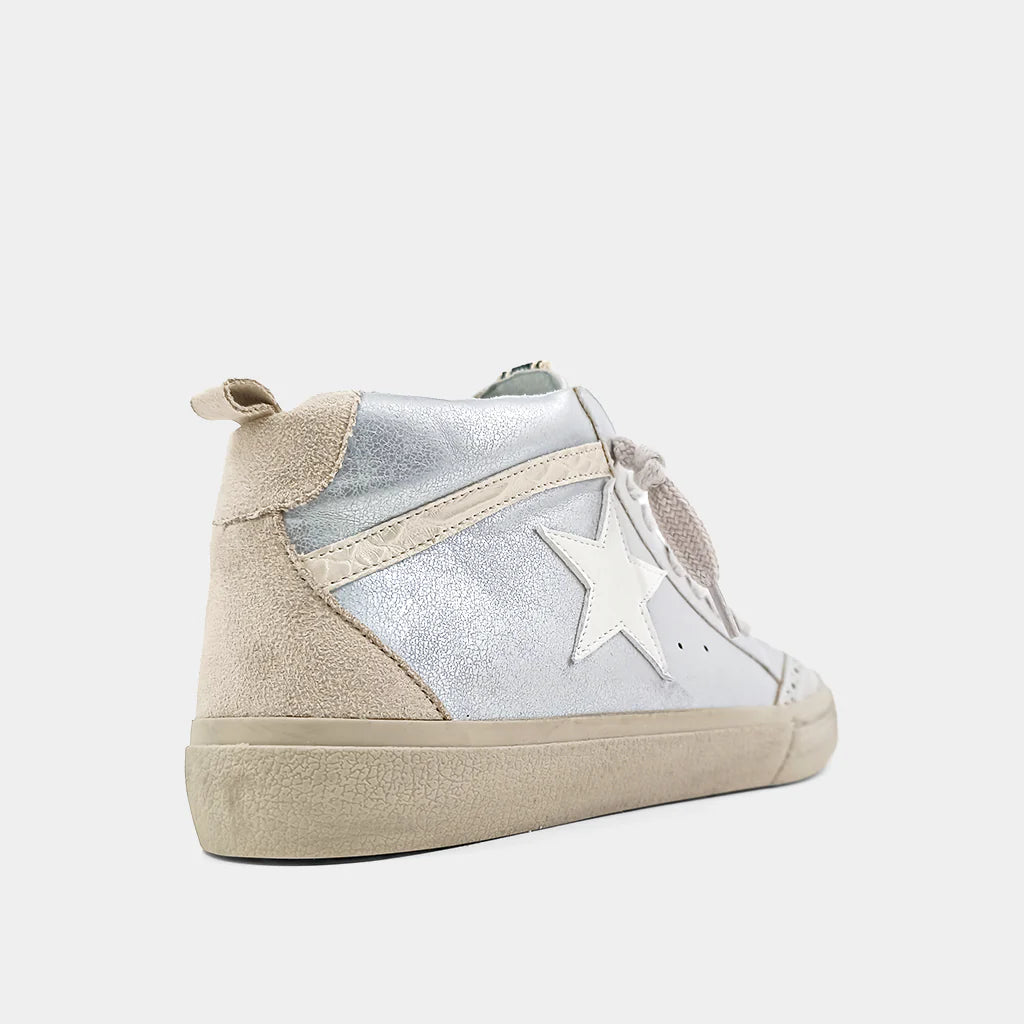 Paulina White & Silver Sneaker by ShuShop