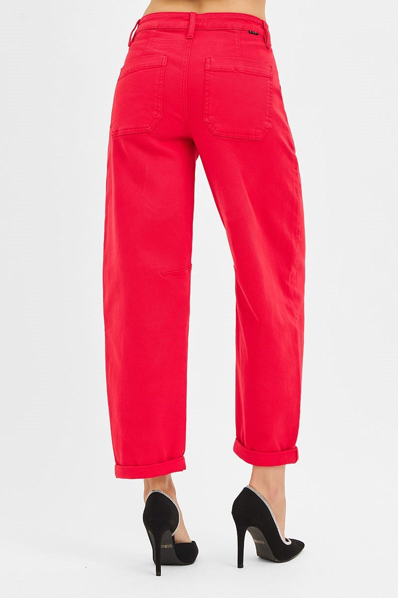 Risen Scarlet High Rise Cuffed Barrel Pants