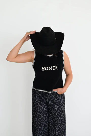 Black Howdy Sweater Vest
