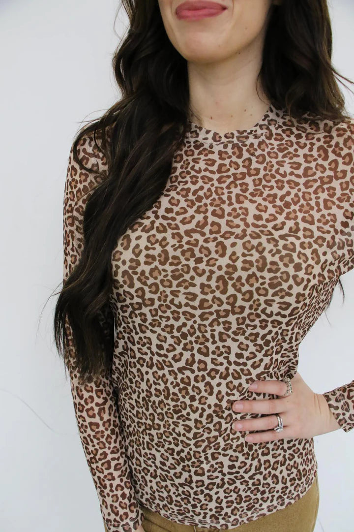 Light Cheetah Mesh Top