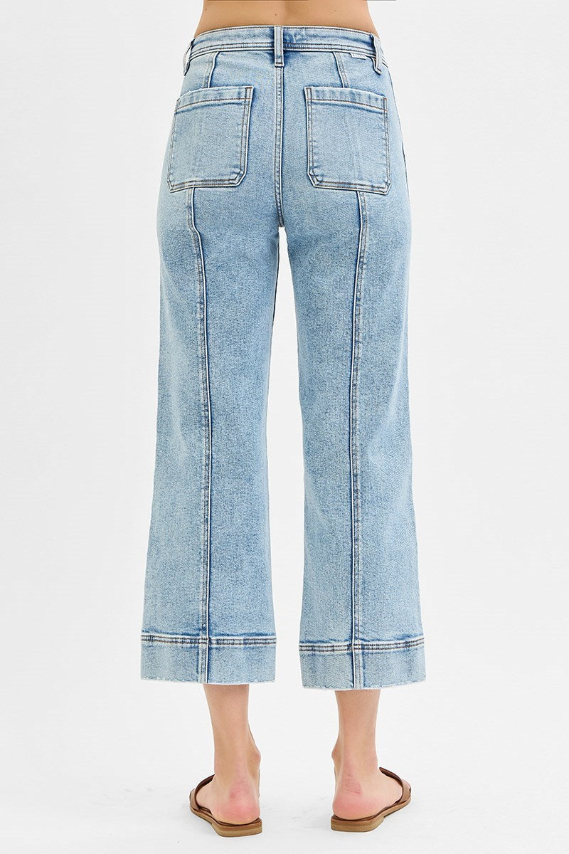 Risen High Rise Crop Wide Seam Jeans