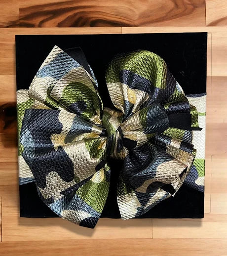 Metallic Teal Big Tassel Bow Headband- 8"