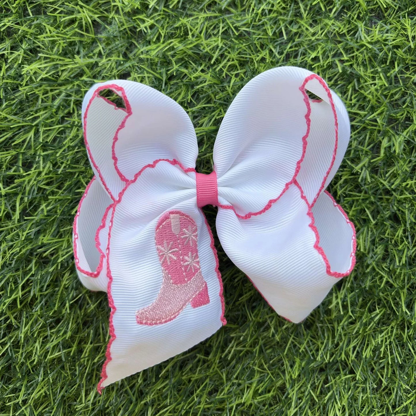 5.5" Western Boot Embroidered Hair Bow