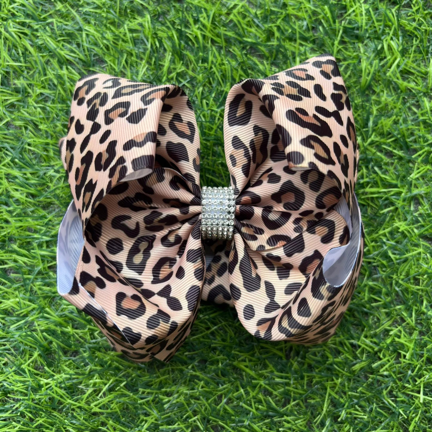 Tan Cheetah Print 6.5" Double Layer Hair Bow