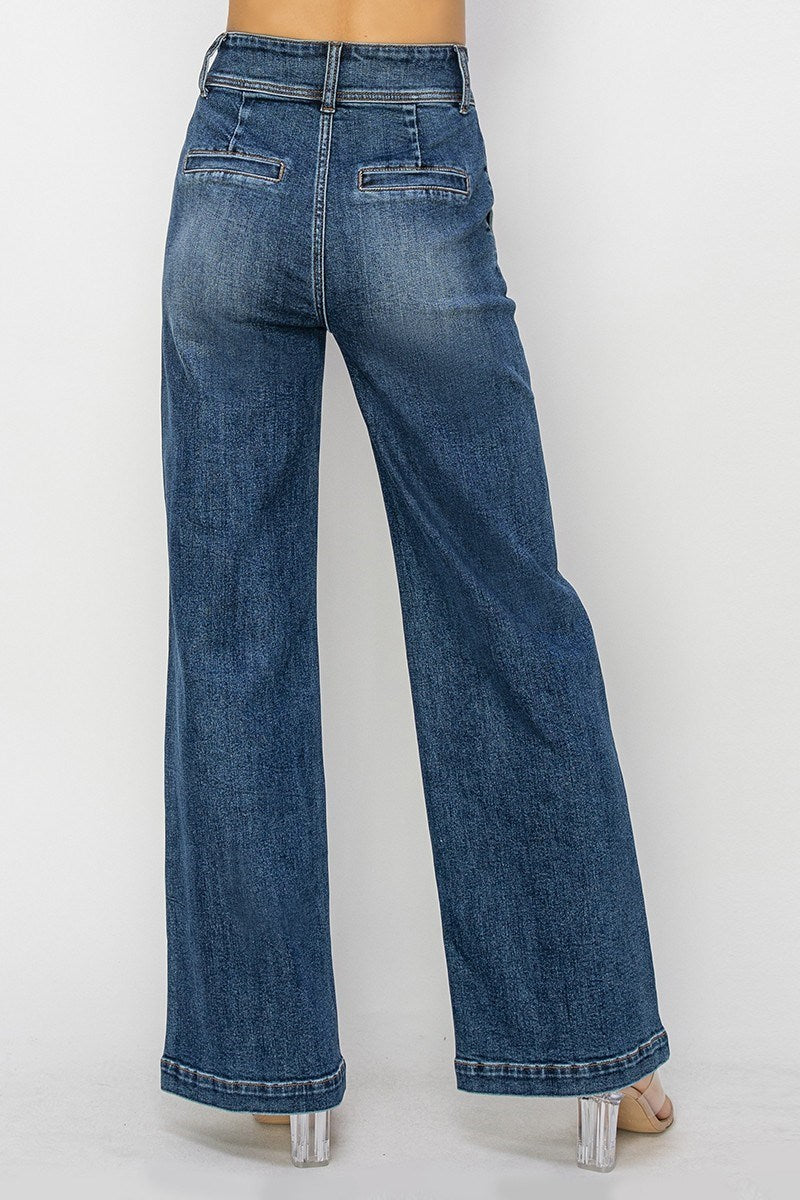 Risen Dark High Rise Wide Leg Jean