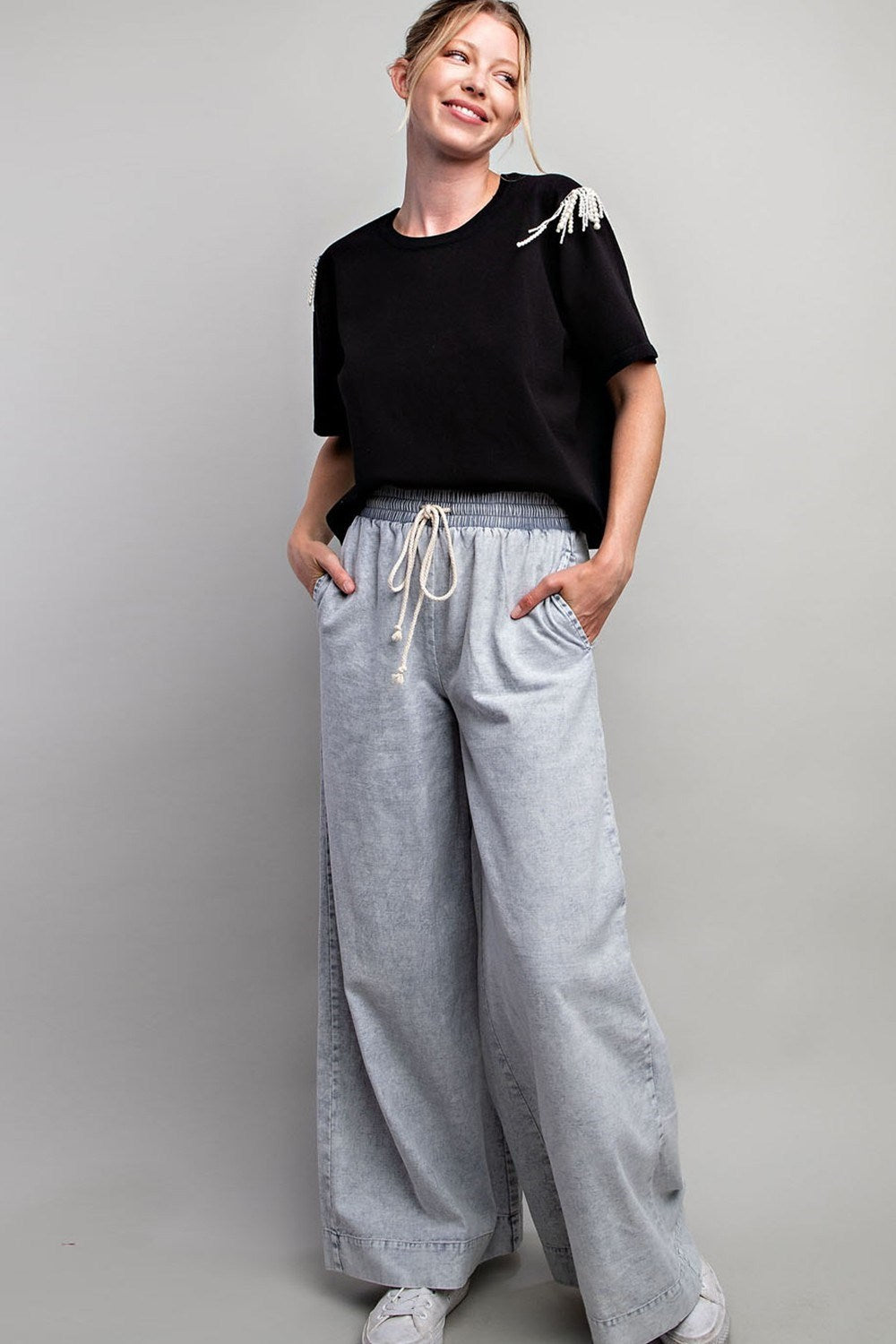 Pearl Detail Black Top