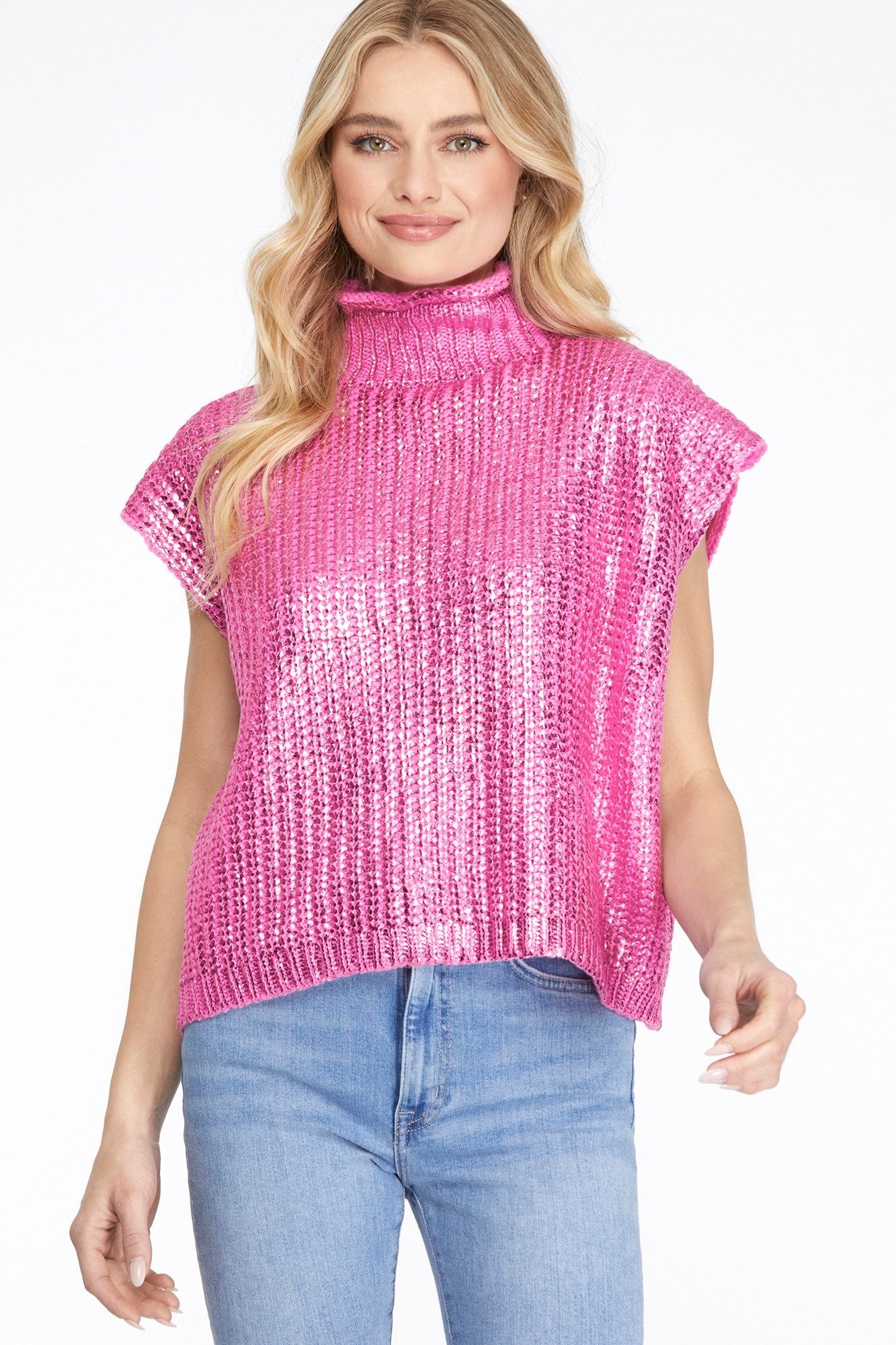 Candy Pink Metallic Foil Top