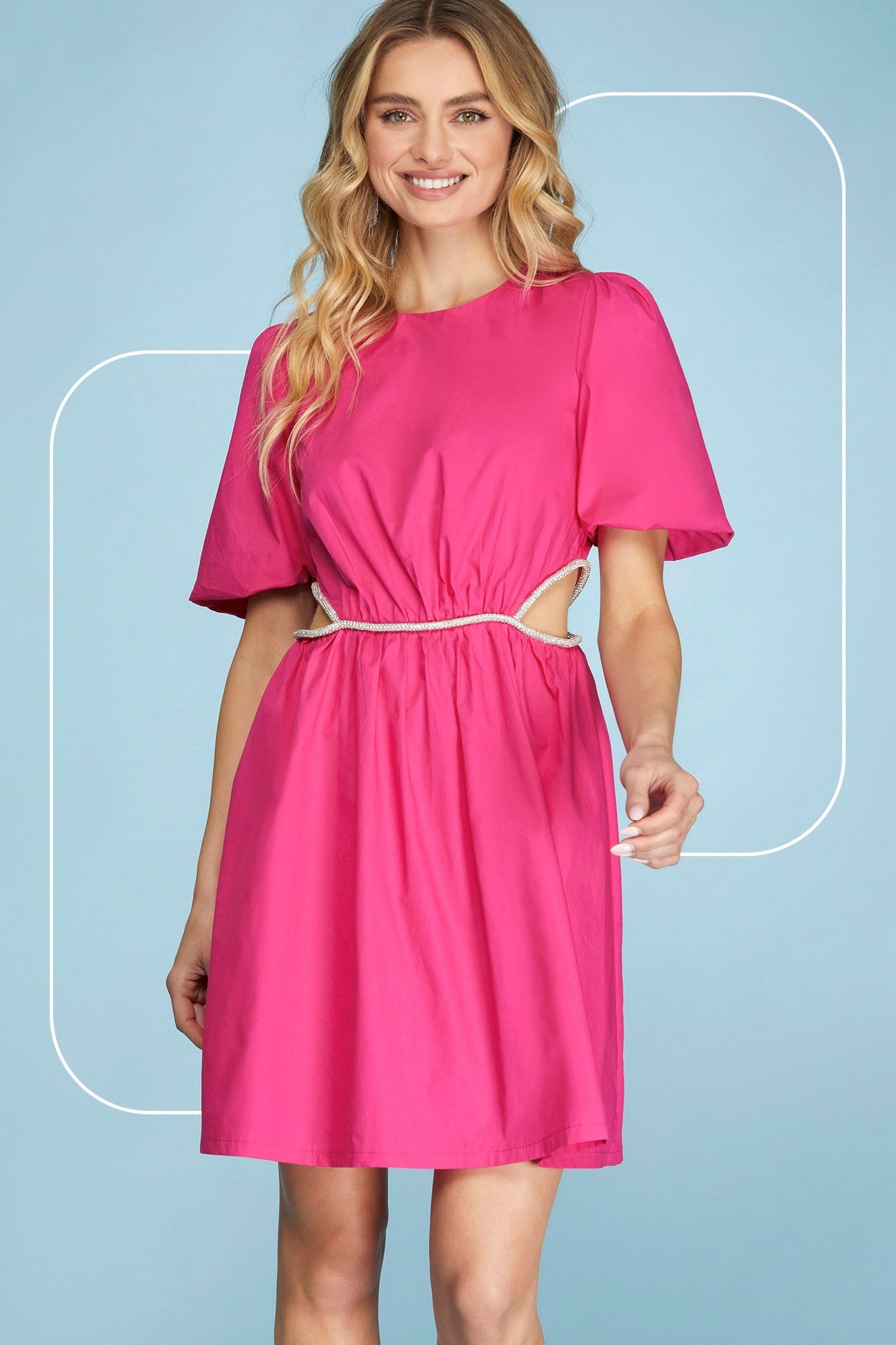 Hot Pink Puff Sleeve Dress JUST A LITTLE WESTERN Hot Pink Puff Sleeve Dress JUST A LITTLE WESTERN
