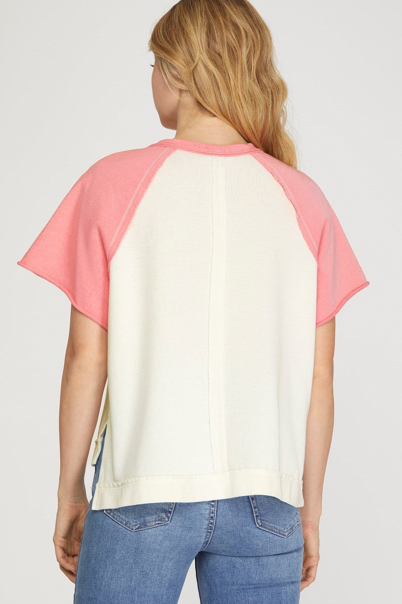 Pink & White Raglan Top