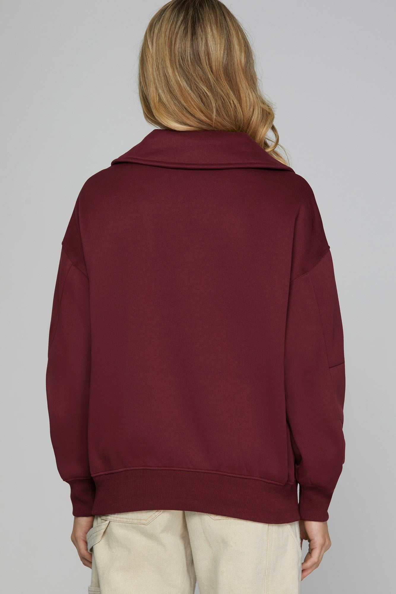 Wine Collared Sweatshirt