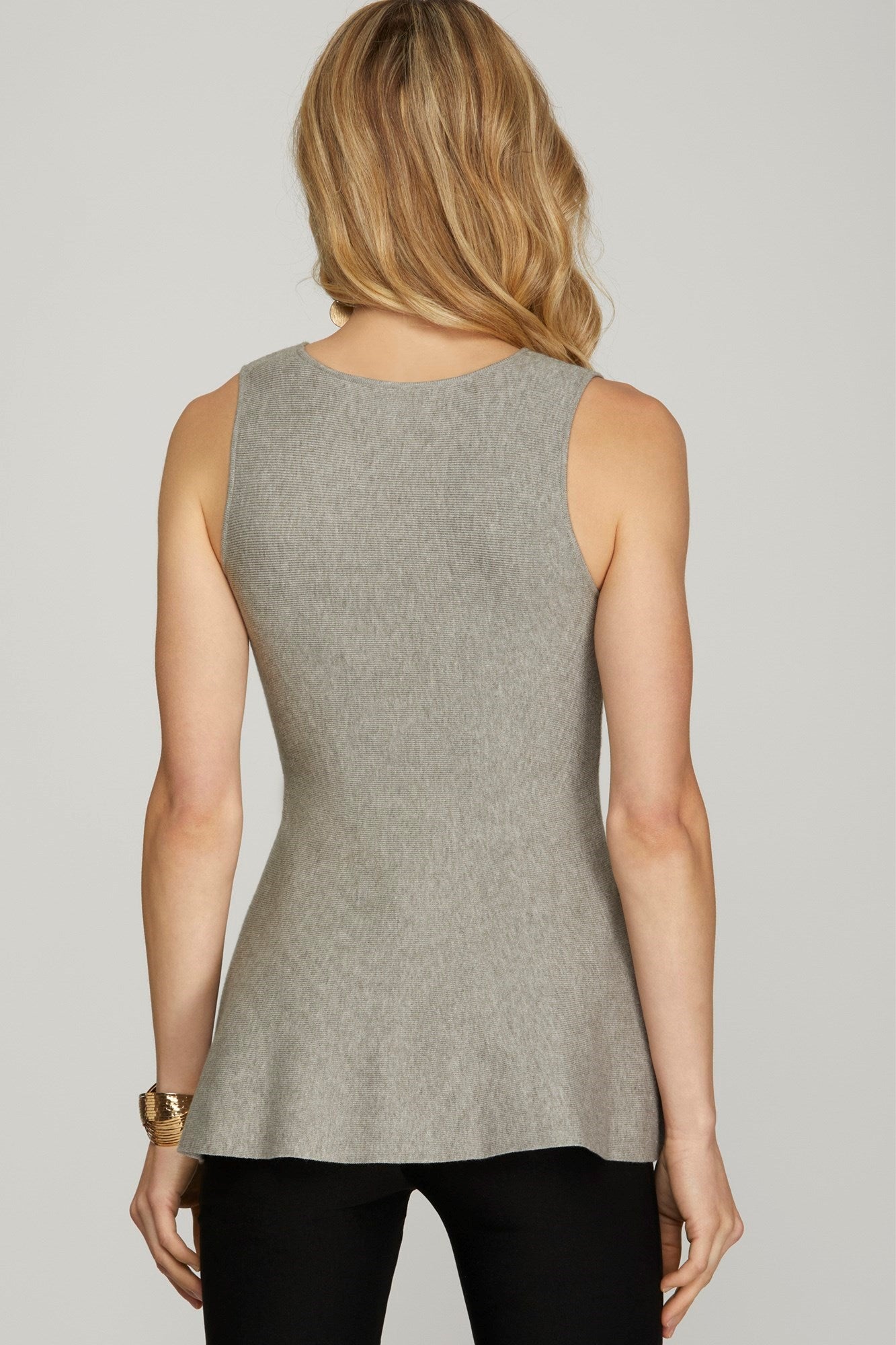 Grey Sleeveless Peplum Top