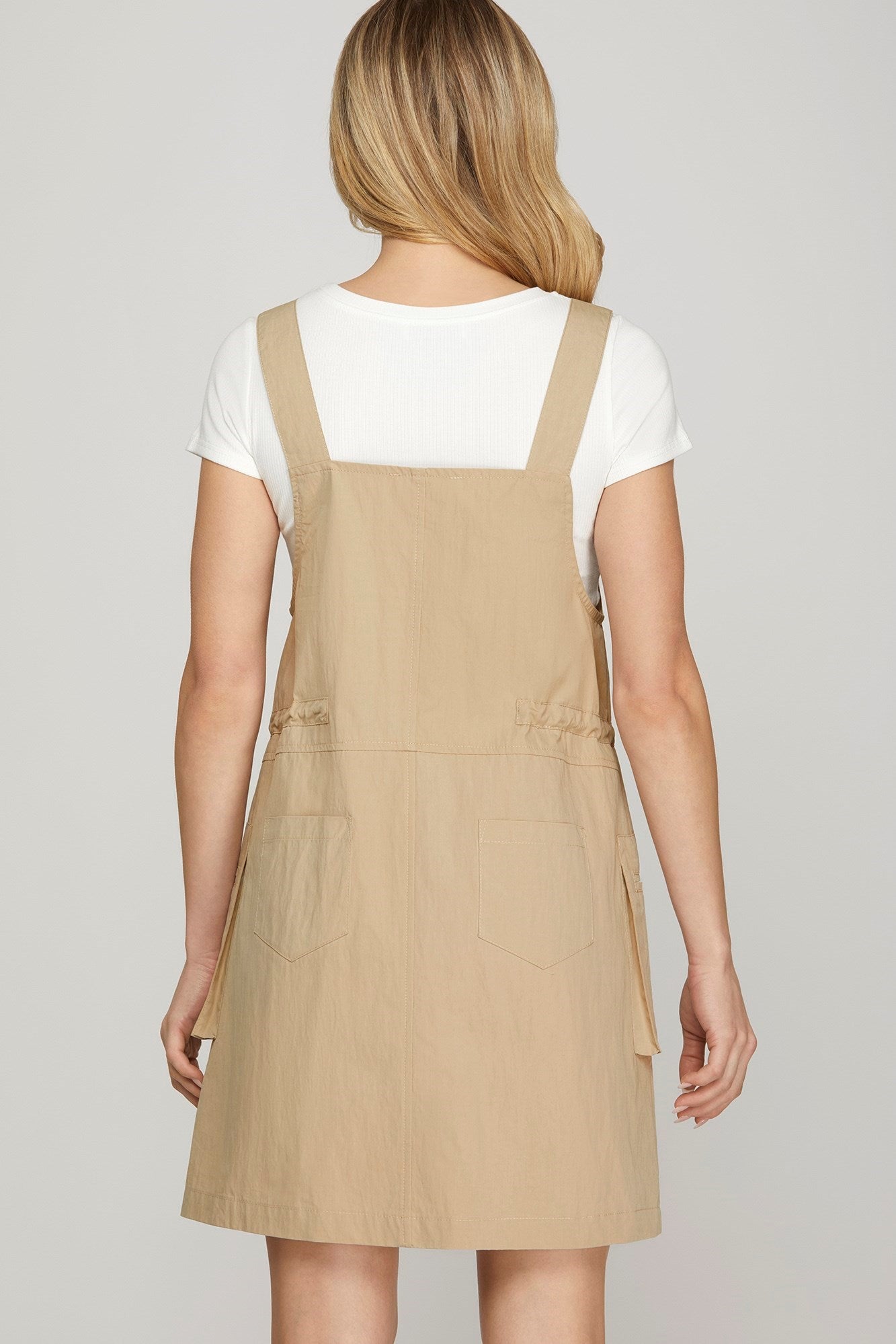 Taupe Overall Cargo Mini Dress