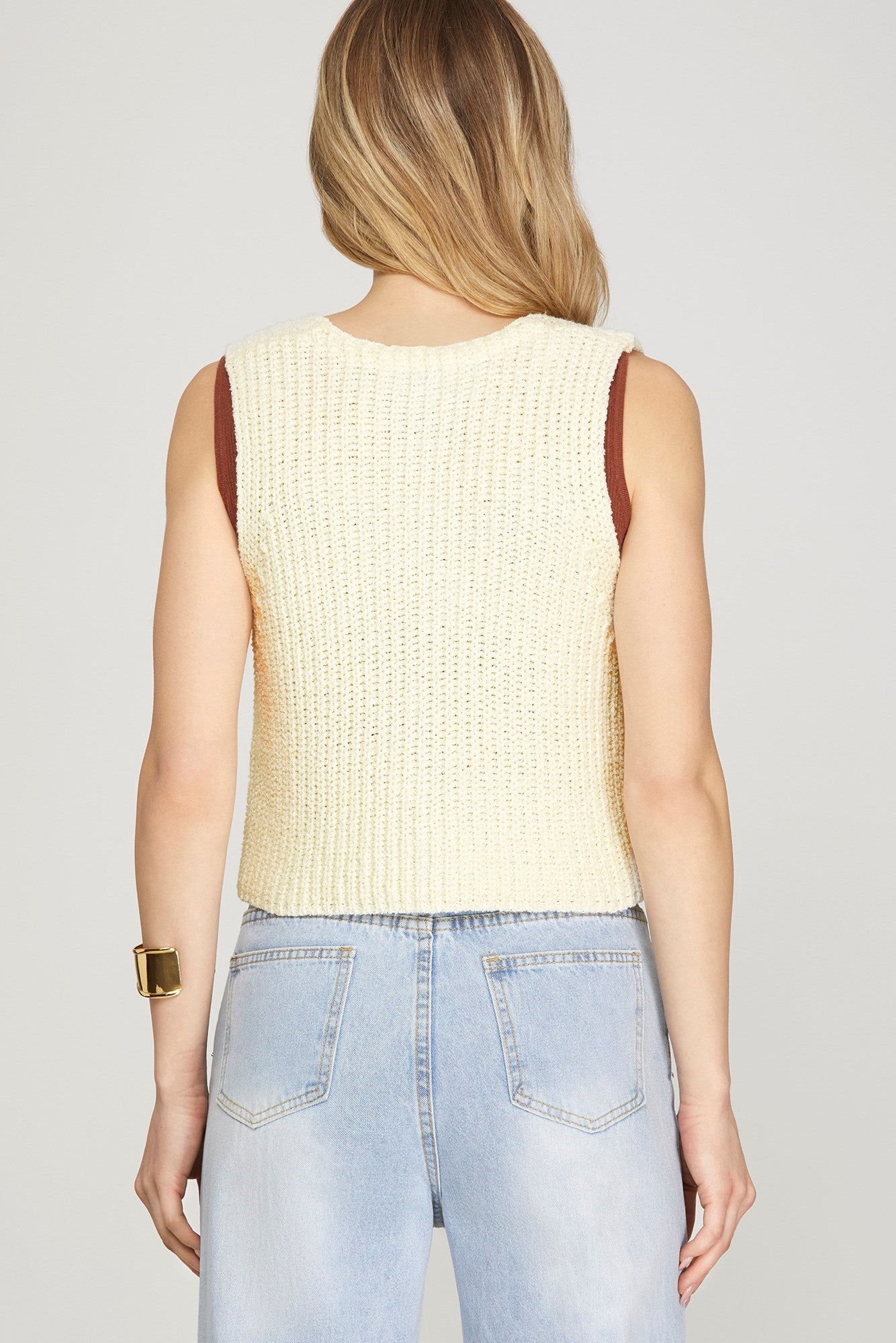 Off White V-Neck Sweater Vest