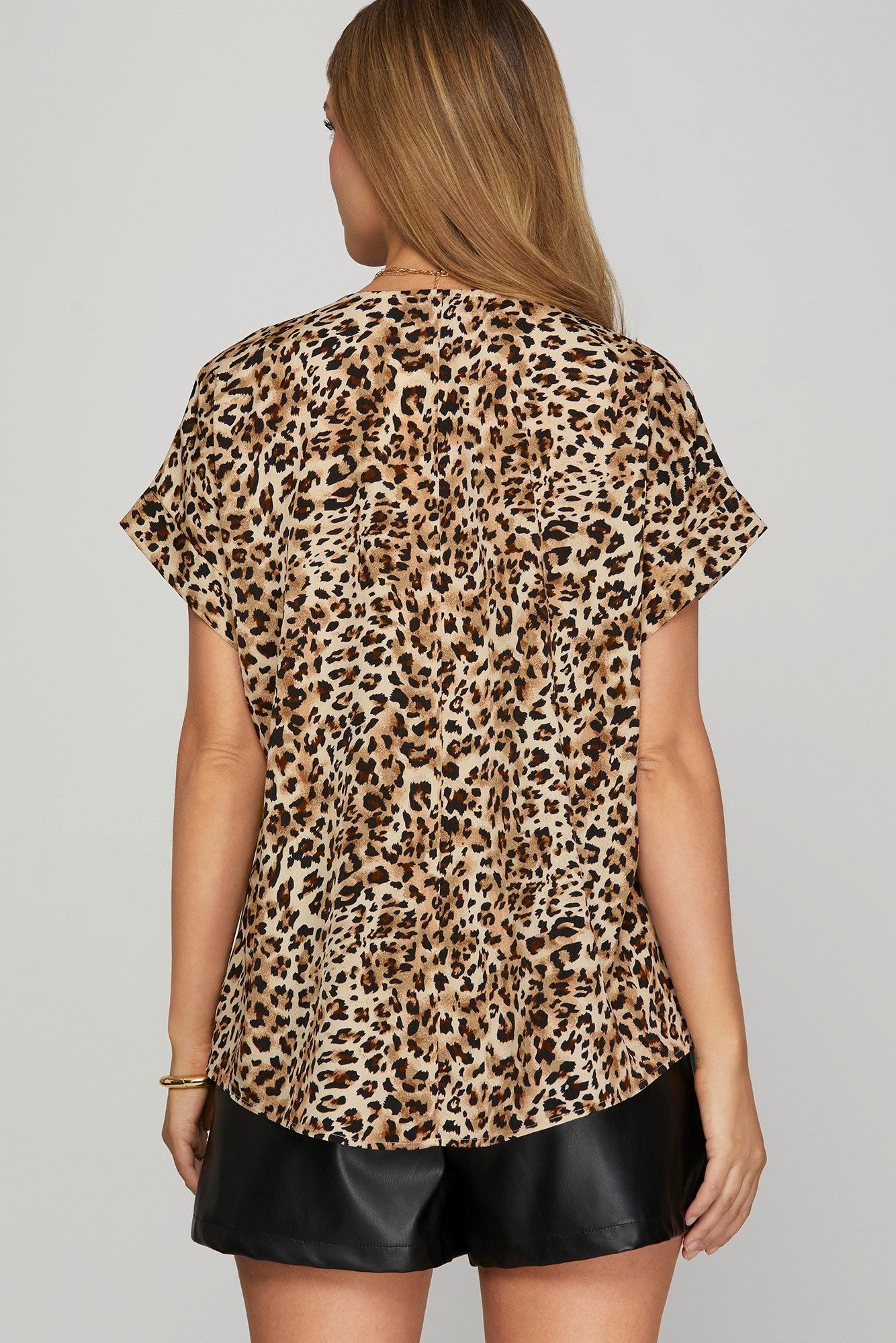 Leopard Drop Shoulder Top