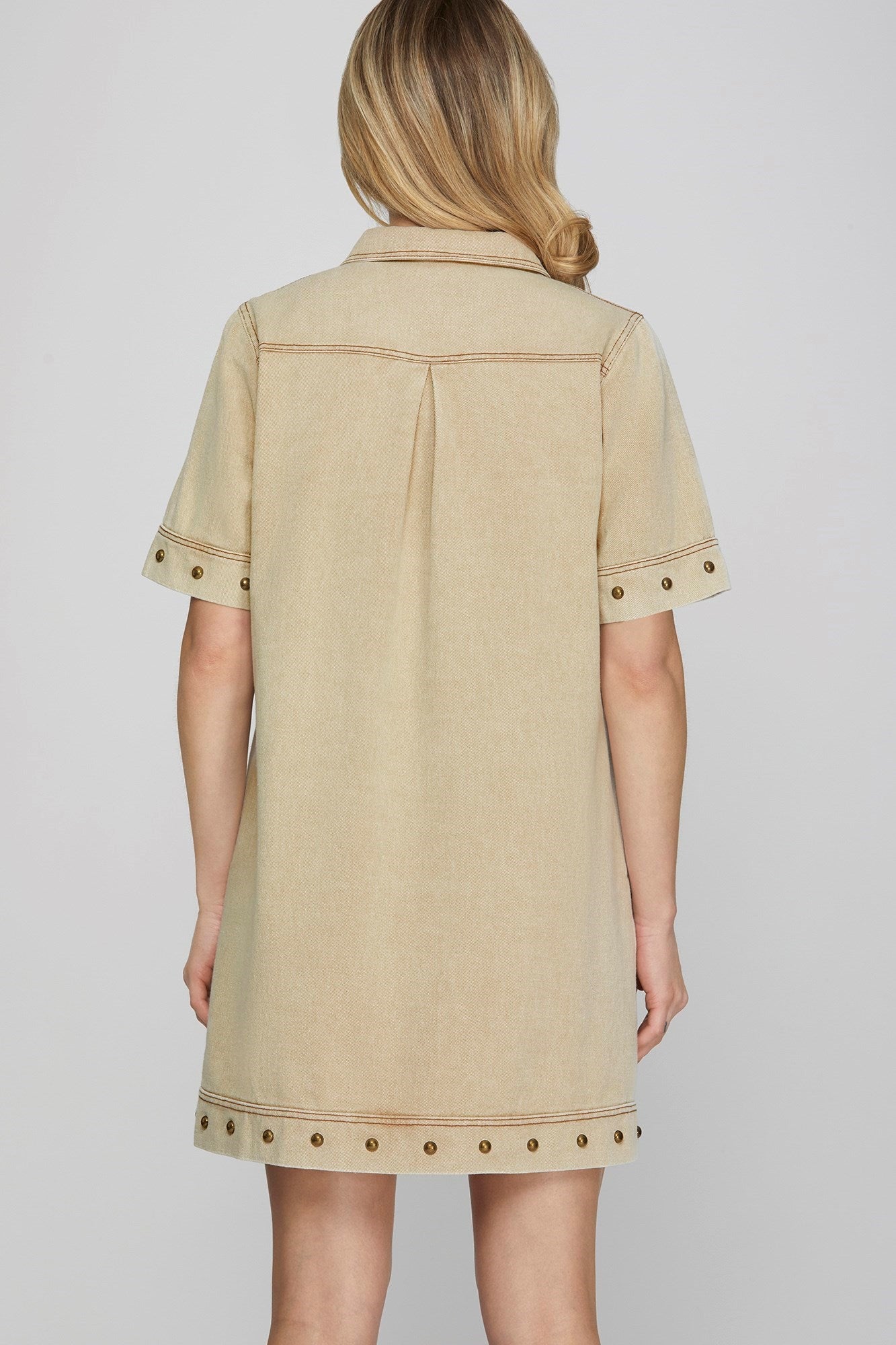 Light Taupe Studded Mini Dress