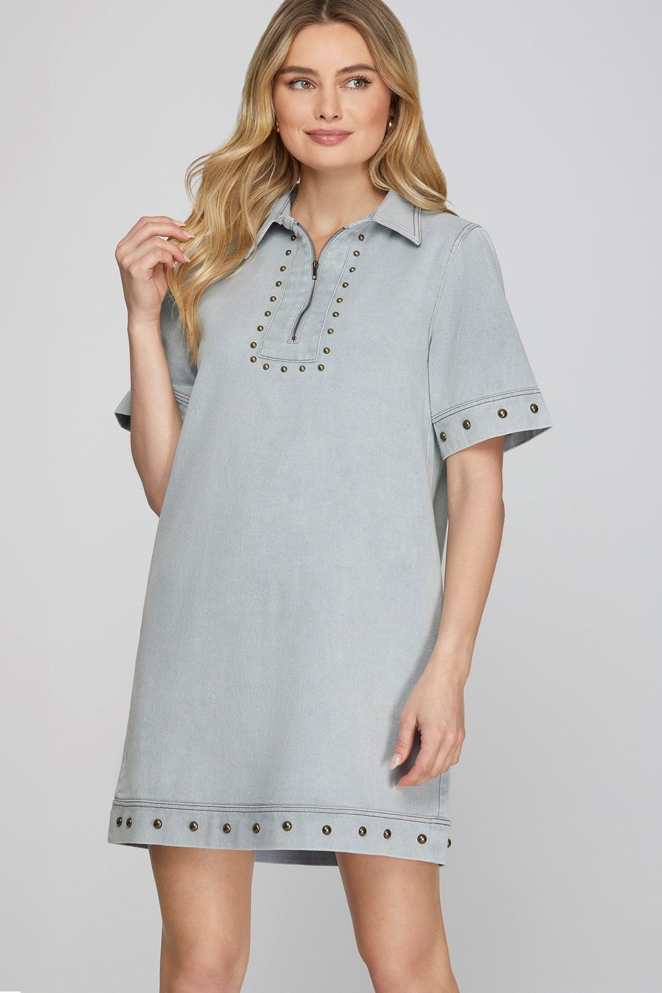 Light Blue Studded Mini Dress
