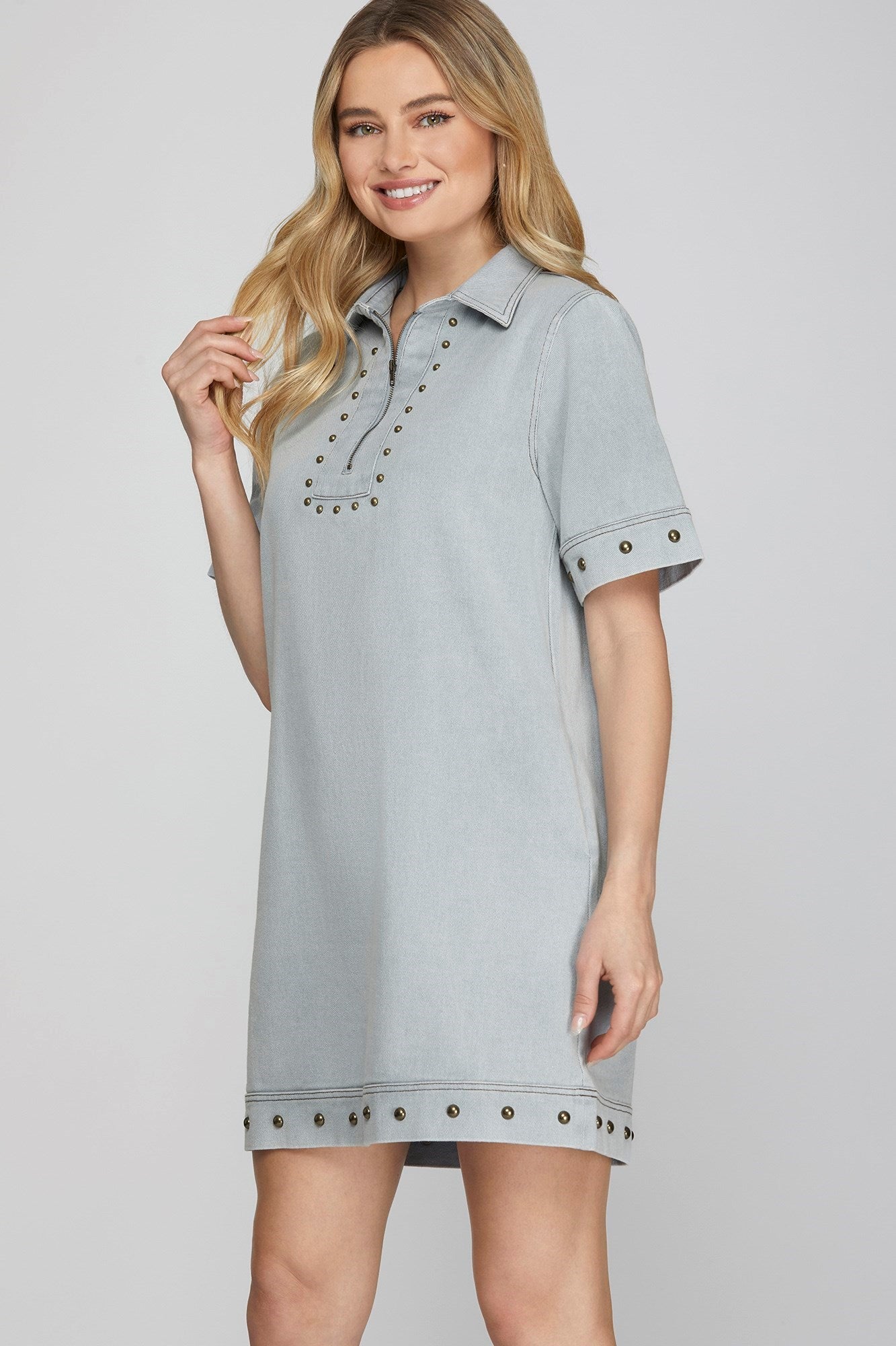 Light Blue Studded Mini Dress