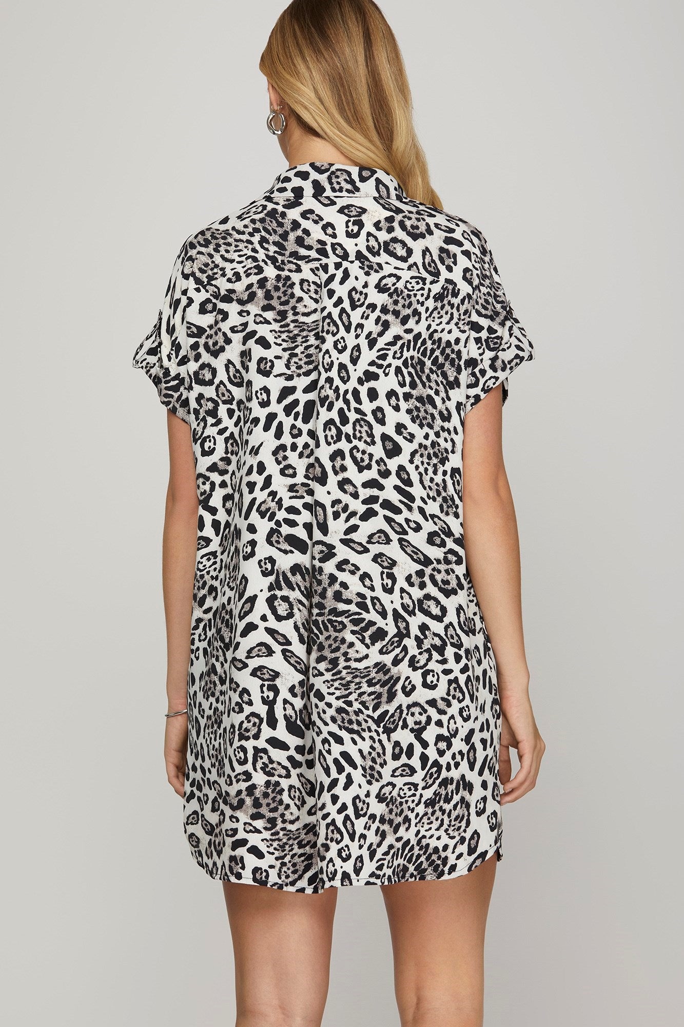 Drop Shoulder Leopard Print Dress