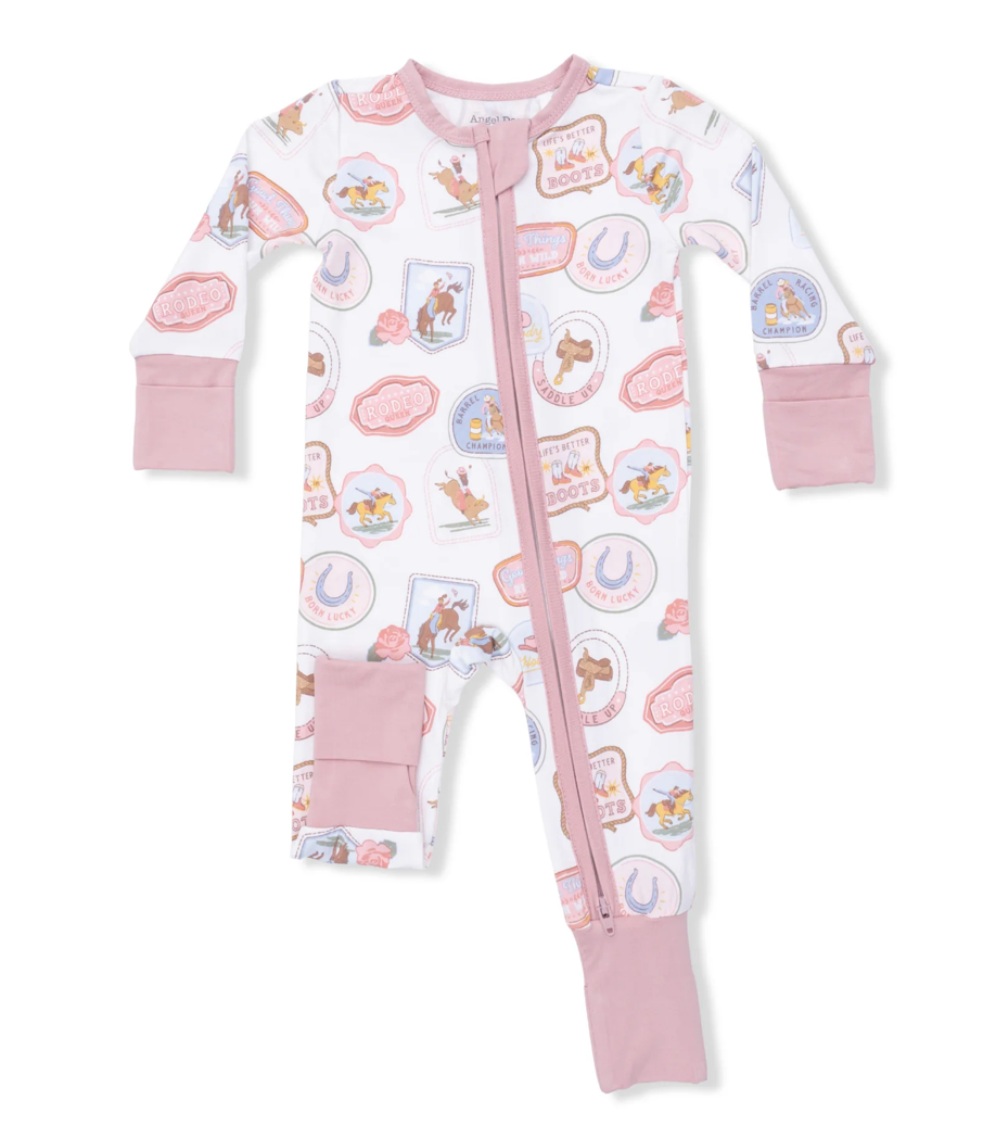Angel Dear Rodeo Patches Convertible Romper-Pink