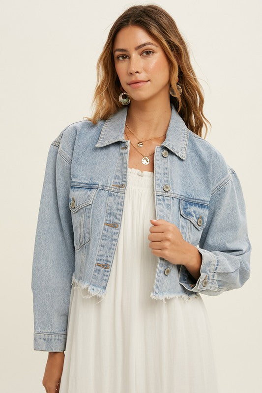Chambray Distressed Jacket JUST A LITTLE WESTERN Chambray Distressed Jacket JUST A LITTLE WESTERN