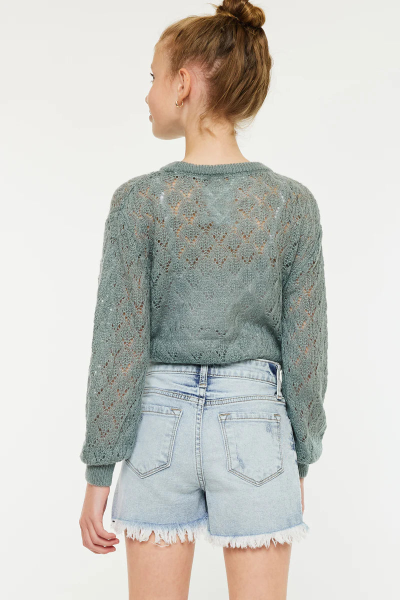 KanCan Girls High Rise Mom Shorts