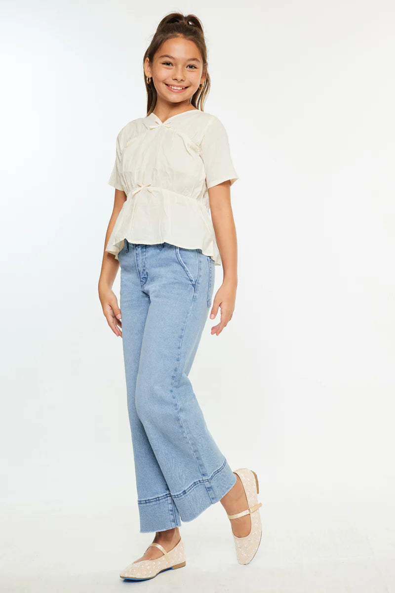 Kancan Youth High Rise Crop Wide Leg Jeans