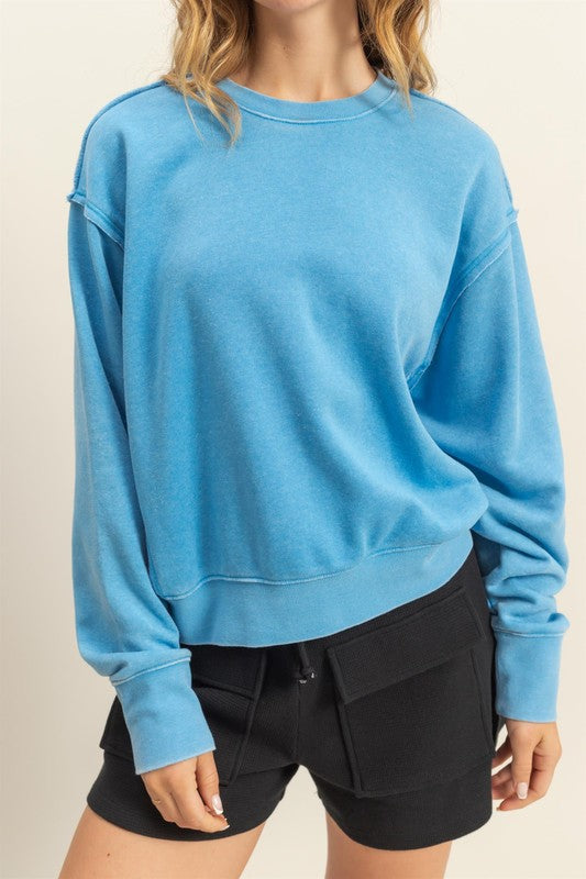Turquoise Seam Detail Sweatshirt