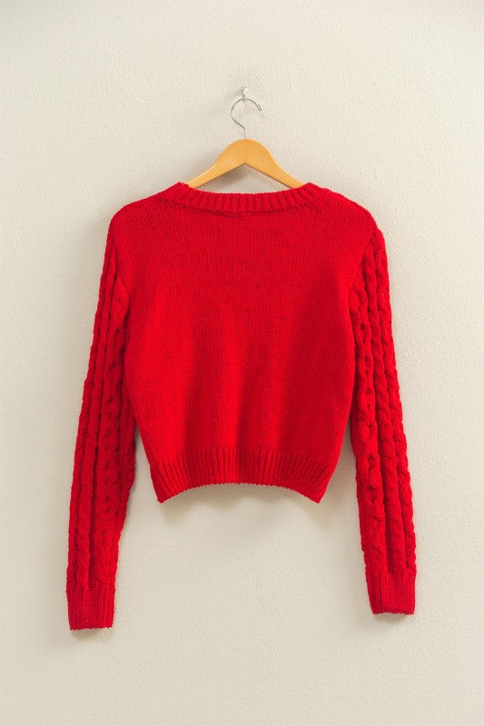 Classic Red Cable Knit Sweater