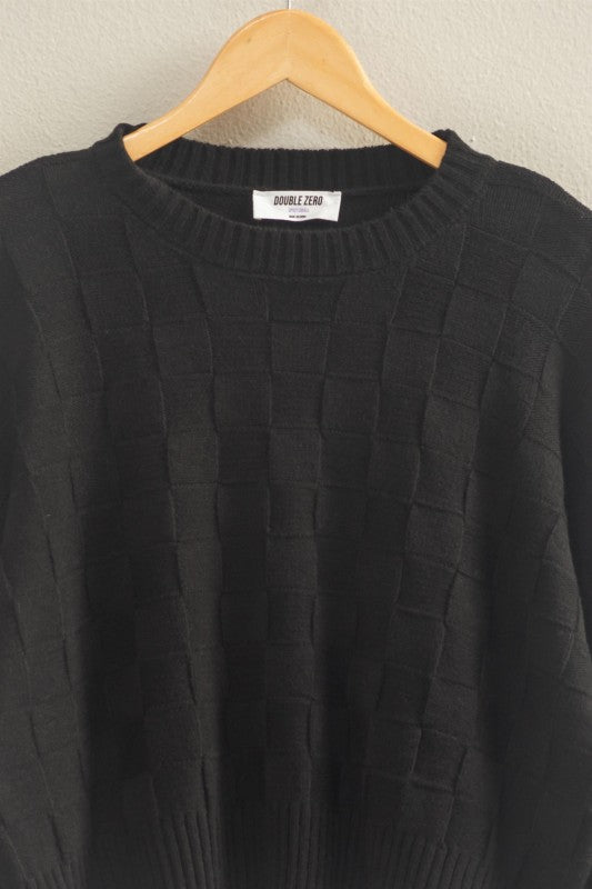 Long Sleeve Square Texture Sweater