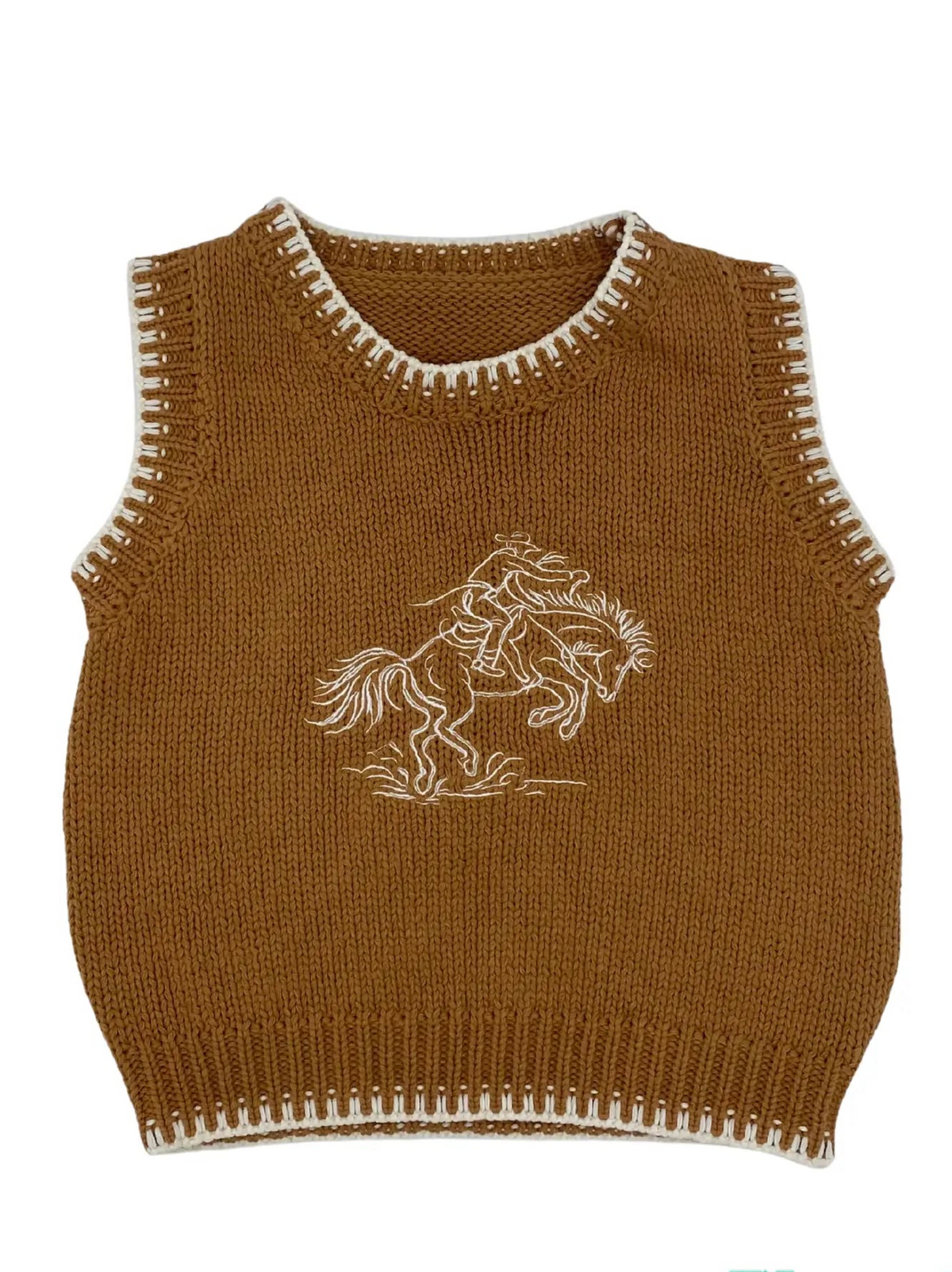 Toddler Brown Bucking Horse Sweater Vest