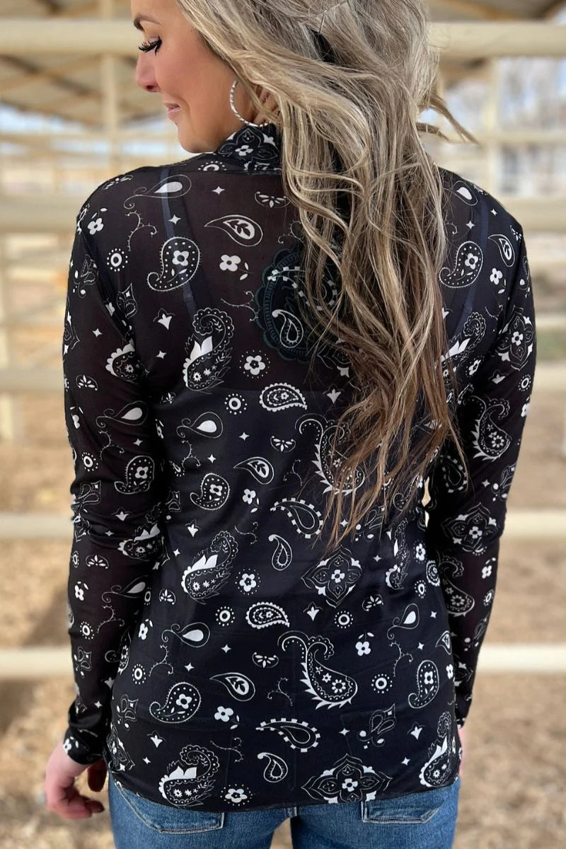 Bandana Babe Long Sleeve Mesh Top